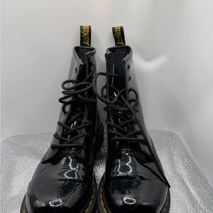 Dr. Martens Black Patent Leather Lace-Up Ankle Boots